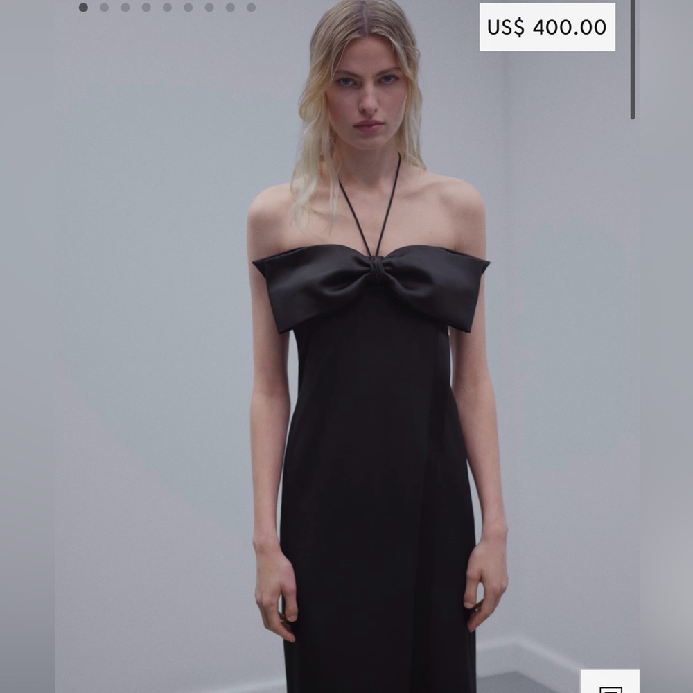 NWOT Mango Crossed dress with bow neckline